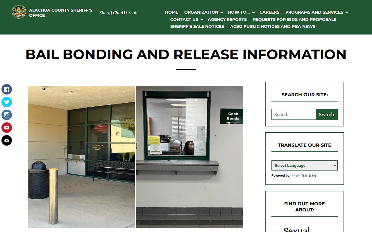 Alachua County bond and 24 hour jail release information