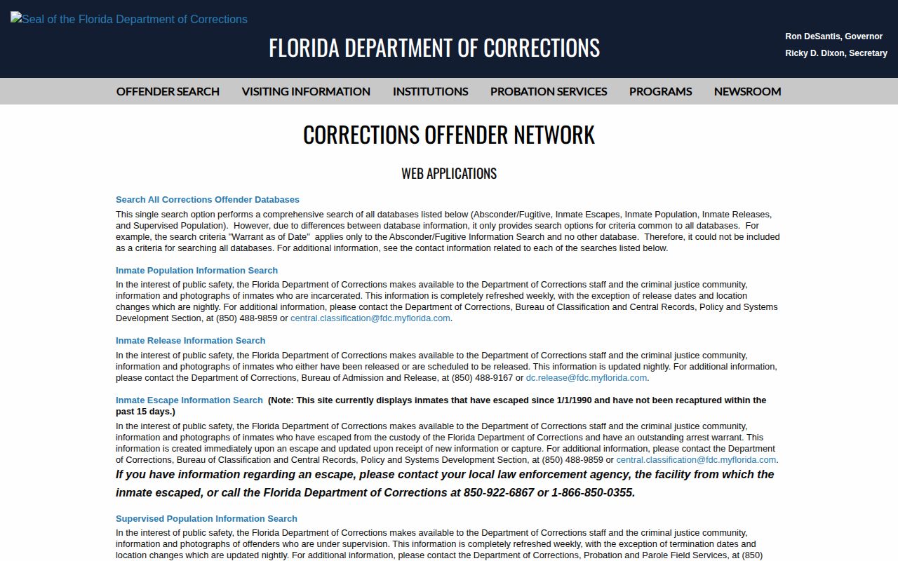 Florida FDC search hub for Alachua County released inmate records