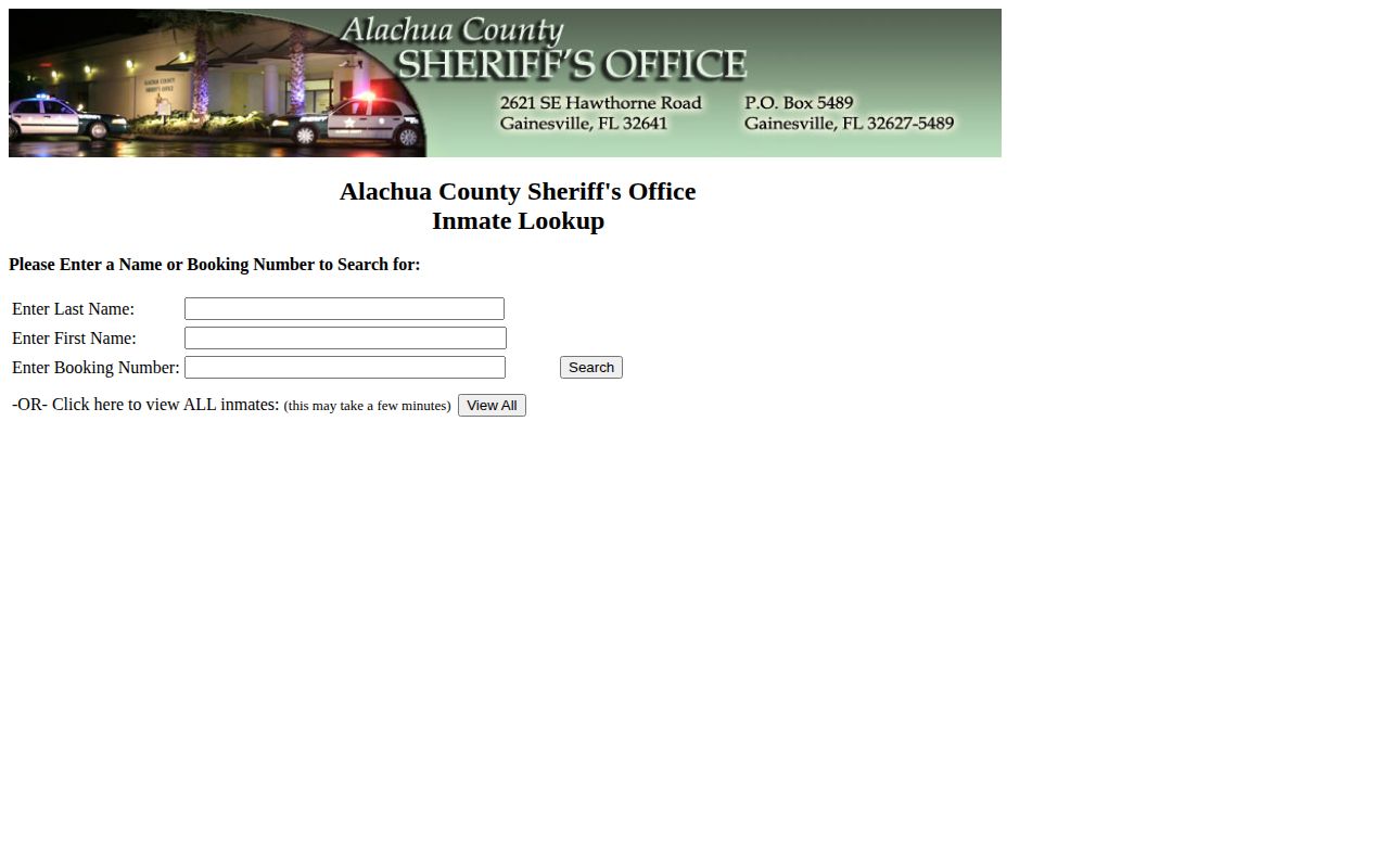 Alachua County release mugshot current inmate portal