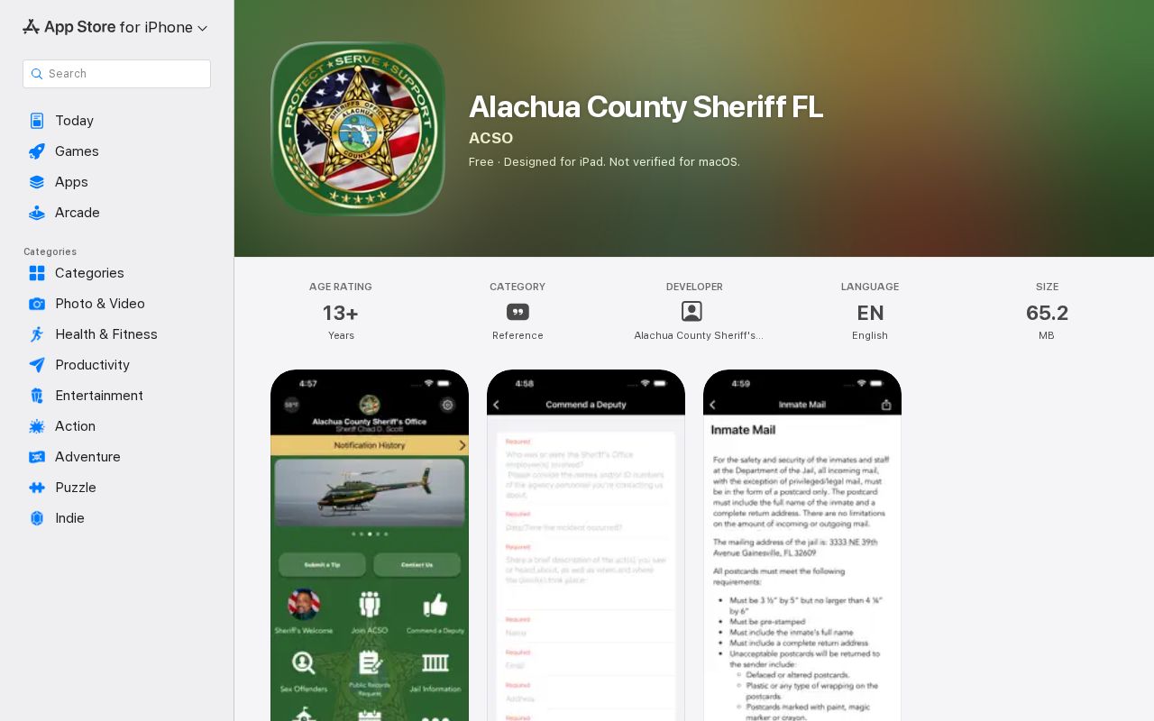 Official sheriff app listing for Alachua County release mugshots